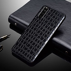 Sony Xperia 10 V用ハイブリットバンパーケース 高級感 手触り良いレザー柄 兼プラスチック ソニー ブラック