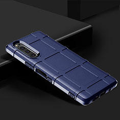 Sony Xperia 5用360度 フルカバー極薄ソフトケース シリコンケース 耐衝撃 全面保護 バンパー ソニー ネイビー