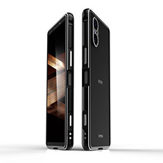 Sony Xperia 5 V用ケース 高級感 手触り良い アルミメタル 製の金属製 バンパー カバー ソニー シルバー・ブラック