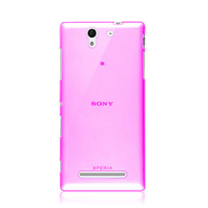 Sony Xperia C3用極薄ソフトケース シリコンケース 耐衝撃 全面保護 クリア透明 ソニー ピンク