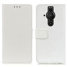 Sony Xperia PRO-I用手帳型 レザーケース スタンド カバー M08L ソニー ホワイト