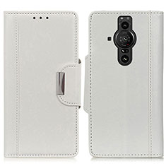 Sony Xperia PRO-I用手帳型 レザーケース スタンド カバー M01L ソニー ホワイト