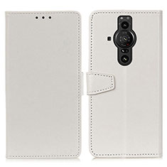 Sony Xperia PRO-I用手帳型 レザーケース スタンド カバー A06D ソニー ホワイト