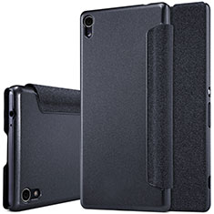 Sony Xperia XA Ultra用手帳型 レザーケース スタンド ソニー ブラック