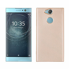 Sony Xperia XA2 Plus用シリコンケース ソフトタッチラバー ツイル カバー S01 ソニー ゴールド