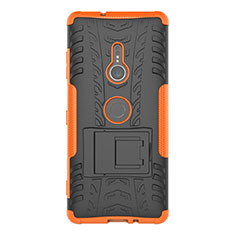 Sony Xperia XZ3用ハイブリットバンパーケース スタンド プラスチック 兼シリコーン カバー ソニー オレンジ