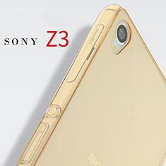 Sony Xperia Z3用極薄ソフトケース シリコンケース 耐衝撃 全面保護 クリア透明 ソニー ゴールド