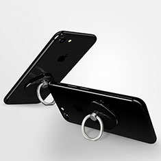 Samsung Galaxy M53 5G用スタンドタイプのスマートフォン ホルダー ユニバーサル バンカーリング 指輪型 R02 ブラック