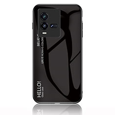 Vivo iQOO 10 5G用ハイブリットバンパーケース プラスチック 鏡面 虹 グラデーション 勾配色 カバー LS1 Vivo ブラック