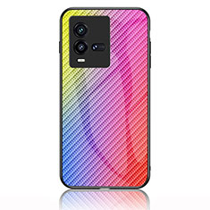 Vivo iQOO 10 5G用ハイブリットバンパーケース プラスチック 鏡面 虹 グラデーション 勾配色 カバー LS2 Vivo ピンク