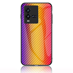 Vivo iQOO 10 5G用ハイブリットバンパーケース プラスチック 鏡面 虹 グラデーション 勾配色 カバー LS2 Vivo オレンジ
