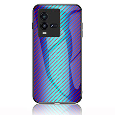 Vivo iQOO 10 5G用ハイブリットバンパーケース プラスチック 鏡面 虹 グラデーション 勾配色 カバー LS2 Vivo ネイビー