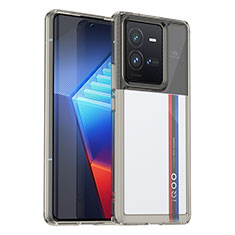 Vivo iQOO 10 Pro 5G用ハイブリットバンパーケース クリア透明 プラスチック カバー J01S Vivo グレー