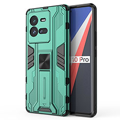 Vivo iQOO 10 Pro 5G用ハイブリットバンパーケース スタンド プラスチック 兼シリコーン カバー マグネット式 KC1 Vivo グリーン