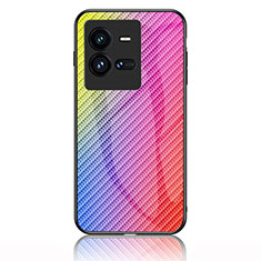 Vivo iQOO 10 Pro 5G用ハイブリットバンパーケース プラスチック 鏡面 虹 グラデーション 勾配色 カバー LS2 Vivo ピンク