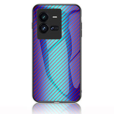 Vivo iQOO 10 Pro 5G用ハイブリットバンパーケース プラスチック 鏡面 虹 グラデーション 勾配色 カバー LS2 Vivo ネイビー