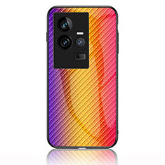 Vivo iQOO 11 5G用ハイブリットバンパーケース プラスチック 鏡面 虹 グラデーション 勾配色 カバー LS2 Vivo オレンジ