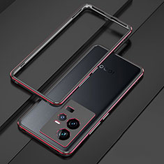 Vivo iQOO 11 5G用ケース 高級感 手触り良い アルミメタル 製の金属製 バンパー カバー Vivo レッド・ブラック