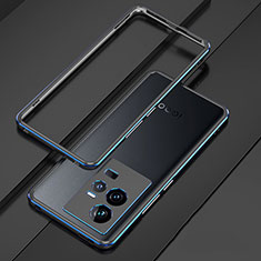 Vivo iQOO 11 5G用ケース 高級感 手触り良い アルミメタル 製の金属製 バンパー カバー Vivo ネイビー・ブラック