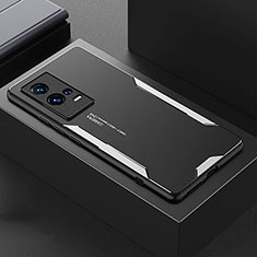 Vivo iQOO 8 5G用ケース 高級感 手触り良い アルミメタル 製の金属製 兼シリコン カバー M01 Vivo シルバー