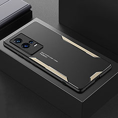 Vivo iQOO 8 5G用ケース 高級感 手触り良い アルミメタル 製の金属製 兼シリコン カバー M01 Vivo ゴールド