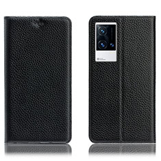 Vivo iQOO 8 5G用手帳型 レザーケース スタンド カバー H02P Vivo ブラック