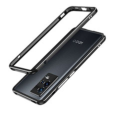 Vivo iQOO 8 5G用ケース 高級感 手触り良い アルミメタル 製の金属製 バンパー カバー A01 Vivo シルバー・ブラック