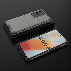 Vivo iQOO 8 5G用360度 フルカバー ハイブリットバンパーケース クリア透明 プラスチック カバー M02 Vivo ブラック