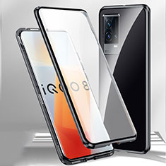 Vivo iQOO 8 5G用ケース 高級感 手触り良い アルミメタル 製の金属製 360度 フルカバーバンパー 鏡面 カバー M01 Vivo ブラック