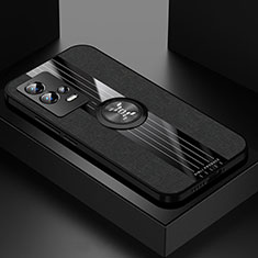 Vivo iQOO 8 5G用極薄ソフトケース シリコンケース 耐衝撃 全面保護 アンド指輪 マグネット式 バンパー Z01 Vivo ブラック