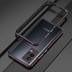 Vivo iQOO 8 5G用ケース 高級感 手触り良い アルミメタル 製の金属製 バンパー カバー Vivo レッド・ブラック