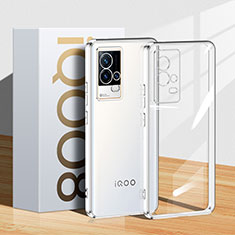 Vivo iQOO 8 5G用極薄ソフトケース シリコンケース 耐衝撃 全面保護 クリア透明 H01 Vivo シルバー