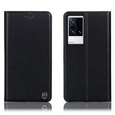 Vivo iQOO 8 Pro 5G用手帳型 レザーケース スタンド カバー H04P Vivo ブラック