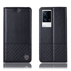 Vivo iQOO 8 Pro 5G用手帳型 レザーケース スタンド カバー H09P Vivo ブラック