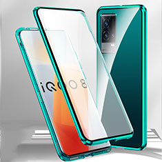 Vivo iQOO 8 Pro 5G用ケース 高級感 手触り良い アルミメタル 製の金属製 360度 フルカバーバンパー 鏡面 カバー M01 Vivo グリーン