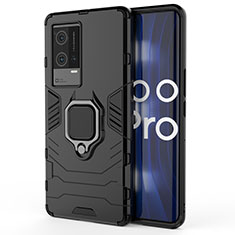 Vivo iQOO 8 Pro 5G用ハイブリットバンパーケース プラスチック アンド指輪 マグネット式 S01 Vivo ブラック
