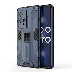 Vivo iQOO 8 Pro 5G用ハイブリットバンパーケース スタンド プラスチック 兼シリコーン カバー マグネット式 Vivo ネイビー