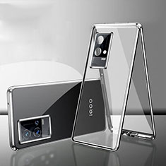 Vivo iQOO 8 Pro 5G用ケース 高級感 手触り良い アルミメタル 製の金属製 360度 フルカバーバンパー 鏡面 カバー Vivo シルバー