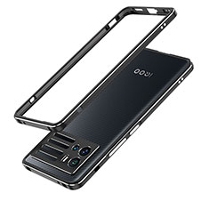 Vivo iQOO 9 5G用ケース 高級感 手触り良い アルミメタル 製の金属製 バンパー カバー Vivo ブラック