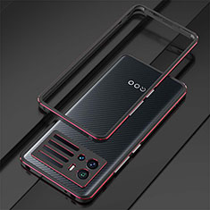 Vivo iQOO 9 5G用ケース 高級感 手触り良い アルミメタル 製の金属製 バンパー カバー A01 Vivo レッド・ブラック