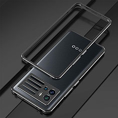 Vivo iQOO 9 5G用ケース 高級感 手触り良い アルミメタル 製の金属製 バンパー カバー A01 Vivo ブラック