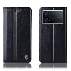 Vivo iQOO 9 5G用手帳型 レザーケース スタンド カバー H05P Vivo ブラック