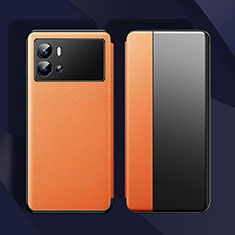 Vivo iQOO 9 5G用手帳型 レザーケース スタンド カバー Vivo オレンジ