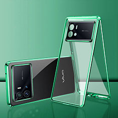 Vivo iQOO 9 5G用ケース 高級感 手触り良い アルミメタル 製の金属製 360度 フルカバーバンパー 鏡面 カバー Vivo グリーン