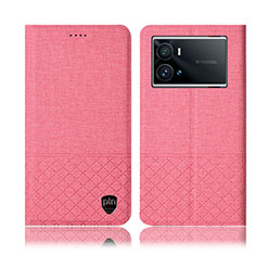 Vivo iQOO 9 Pro 5G用手帳型 布 スタンド H13P Vivo ピンク