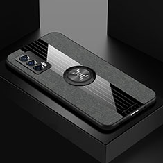 Vivo iQOO Neo5 5G用極薄ソフトケース シリコンケース 耐衝撃 全面保護 アンド指輪 マグネット式 バンパー X01L Vivo グレー