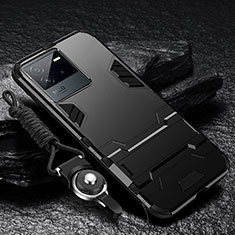 Vivo iQOO Neo6 5G用ハイブリットバンパーケース スタンド プラスチック 兼シリコーン カバー R01 Vivo ブラック
