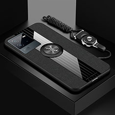 Vivo iQOO Neo6 5G用極薄ソフトケース シリコンケース 耐衝撃 全面保護 アンド指輪 マグネット式 バンパー X03L Vivo ブラック