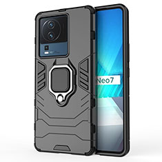 Vivo iQOO Neo7 5G用ハイブリットバンパーケース プラスチック アンド指輪 マグネット式 Vivo ブラック