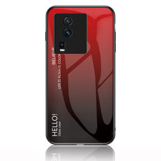 Vivo iQOO Neo7 5G用ハイブリットバンパーケース プラスチック 鏡面 虹 グラデーション 勾配色 カバー LS1 Vivo レッド
